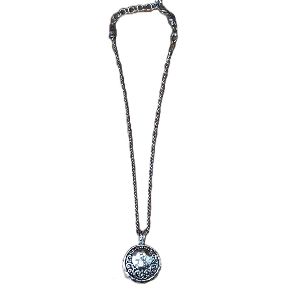 Brighton Necklace Silver Tone Hammered Medallion